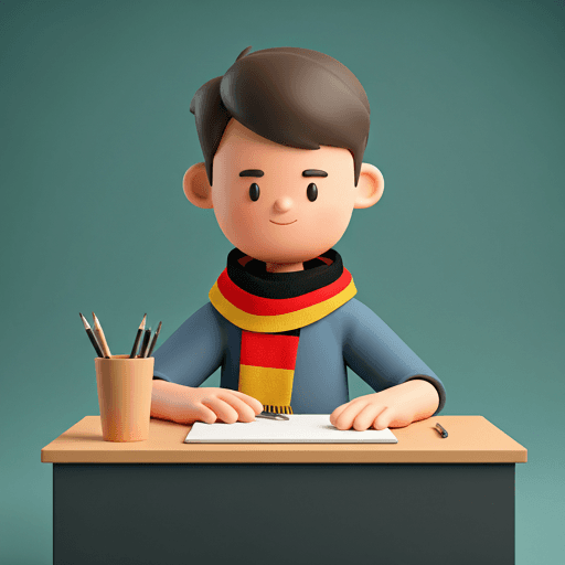 German learner preparing for an exam